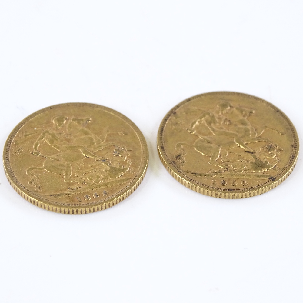 2 Victorian gold sovereigns, 1899 and 1900 - Image 3 of 3