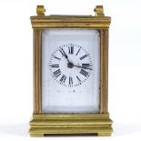 A miniature French brass-cased carriage clock, case height 5.5cm (no handle)
