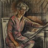 Nina Brodski (1892 - 1979), pastel/crayon on paper, self portrait, 1931, 23" x 18", framed