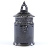 Walter Keeler (British - born 1942), a salt-glaze storage jar with arched top knop, applied maker'