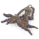 A Victorian plated scent flask in the form of a running dog, length 8cm