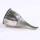 A George III silver wine funnel, of half fluted form with detachable strainer, by Henry Nutting,
