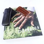 A book entitled Cigaragua by Marcel Langedijk, and 3 Vintage cigar cases