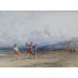 George Cattermole, watercolour, the wandering minstrel, signed, 9" x 11", framed