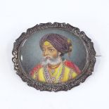 A 19th century miniature watercolour on ivory, portrait of a Sikh wearing a turban, unmarked