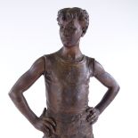 Eutrope Bouret (French - 1833 -1906), a bronze-patinated spelter sculpture Le Defi (The