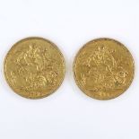 2 Victorian gold sovereigns, 1893 and 1896
