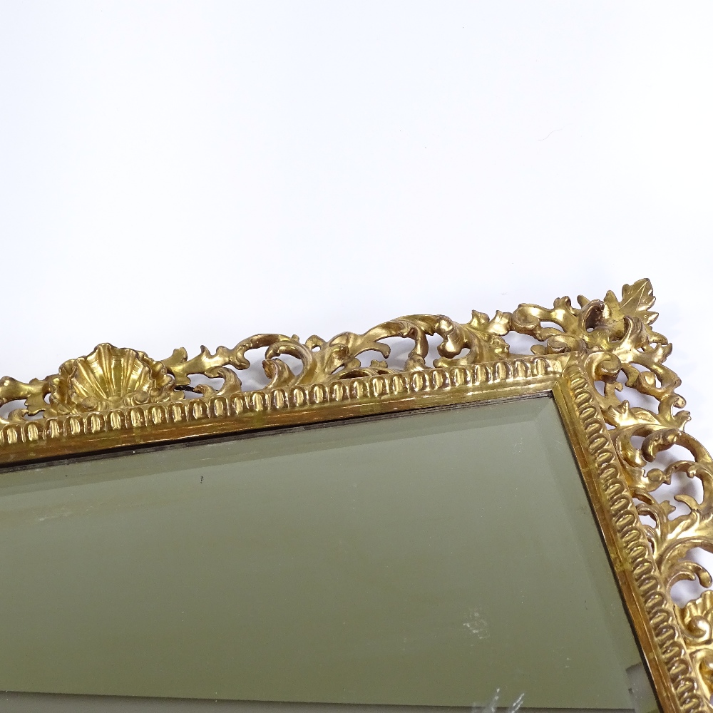A 19th century carved giltwood Florentine wall mirror, with acanthus scroll frame, overall - Image 2 of 3