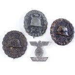 A German 1939 bar for Iron Cross, marked L14, and 6 Imperial Black Wound badges (4)