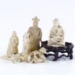 A small group of 19th century Chinese and Indian ivory carved figures