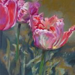 Philip West, 2 oils on canvas, flower studies, 20" x 20", unframed