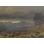 Arthur Croft, watercolour, storm swept landscape, signed, 9.5" x 24", framed