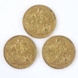 3 Victorian 1901 gold sovereigns