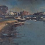 Matt Bruce, oil on board, view at Shoreham, signed, 16" x 28", framed