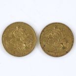 2 Victorian gold sovereigns, 1899 and 1900