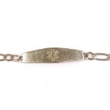 A 14ct gold insulin bracelet, with figaro link chain, length 20cm, 5.6g