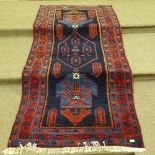 A Persian Meshkin long rug, mid-20th century, 8'7" x 4'2"