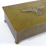 A German Second War Period brass cigarette box, width 24cm