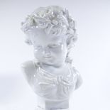 A Continental porcelain bust of a child, no factory marks, height 23cm
