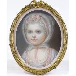 19th century oval coloured pastels, portrait of a child, unsigned, 14" x 12", framed