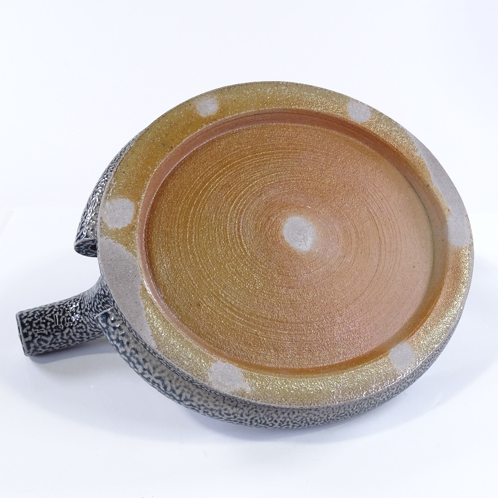 Walter Keeler (British - born 1942), a blue salt-glaze oval slab dish with pipe sides and handles, - Image 3 of 3