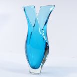 Murano Venice, blue Sommerso Glass vase, circa 1960s, height 20cm