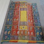 A South American hand woven wall hanging, 7'3" x 5'5"