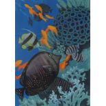C Matthews, screen print, Red Sea fishes, signed in pencil, 2001, no. 12/12, image size 18" x 12.5",