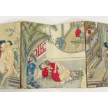 A book of Japanese erotic watercolours on paper, book height 7"