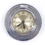 An Art Deco chrome-cased open-face fob watch, with stepped case and Arabic numerals, case width 44mm