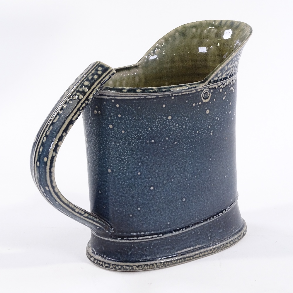 Walter Keeler (British born 1942), salt and ash glaze elongated jug, impressed maker's mark, - Image 2 of 3