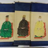 3 Korean ancestral scroll paintings, width 18", provenance; from an apartment in the Presidential