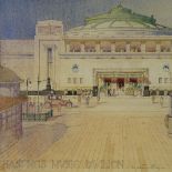 Hastings Music Pavilion, original watercolour/ink architectural competition design, by Annesley