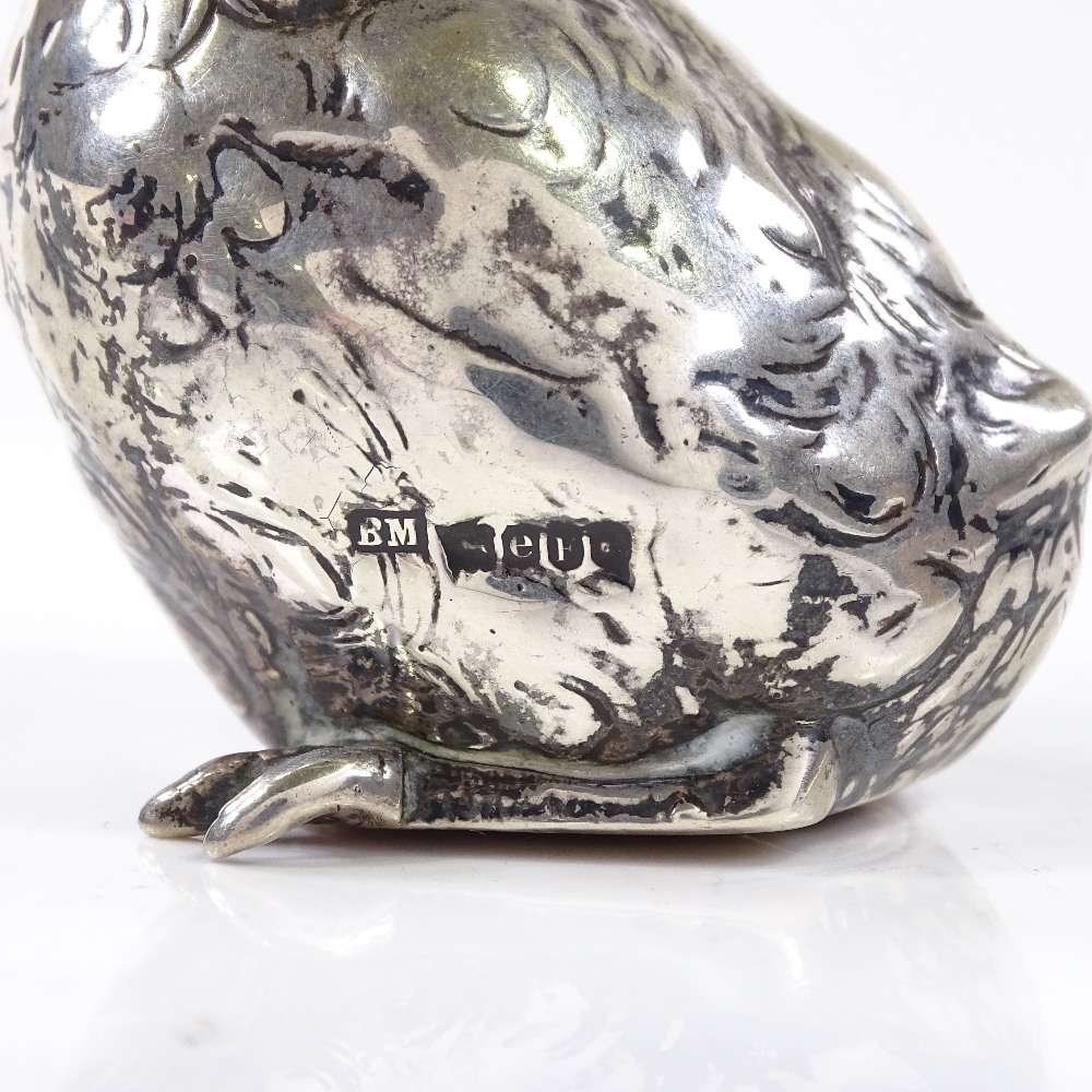 A novelty silver chick design pepperette, by Berthold Muller, with London import marks, height 6. - Image 3 of 4