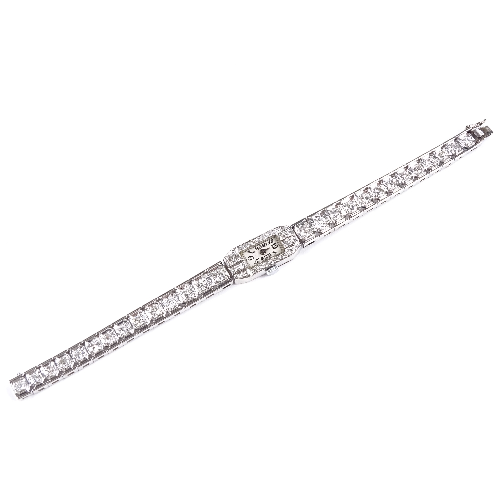 A lady's platinum and diamond encrusted cocktail wristwatch, total diamond content approx 2ct, - Image 3 of 8