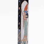 A 1920s black glass Shimy perfume bottle, with hand painted Egyptian figure design and gilding,