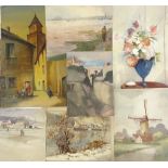 Folder of 19th/20th century watercolours and drawings, various artists