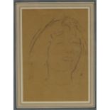 Walter Sickert, pencil on brown paper, portrait of Princess Pauline (Bedford Music Hall), signed and