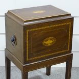 An Edwardian mahogany and marquetry inlaid wine cooler, width 19"