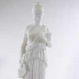 A carved white marble Greek Classical figure, modern, height 50cm