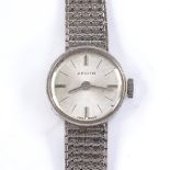 ZENITH - a lady's 9ct white gold cocktail wristwatch, 17 jewel mechanical movement, on 9ct mesh