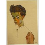 Egon Schiele, folder of prints by Otto Benesch, 13.5" x 9.5"