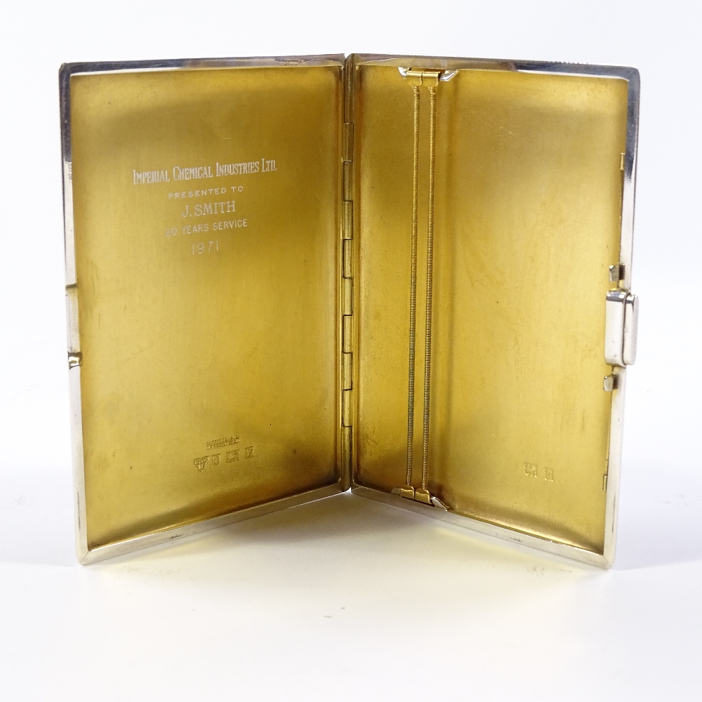 A rectangular silver cigarette case, with gilded interior, by Garrard & Co Ltd, hallmarks Birmingham - Image 3 of 3