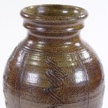 A large handmade Studio pottery vase with sgraffito decoration, artist's monogram PD, height 31cm