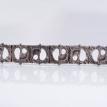 A Juhles Kauto Keino Norwegian sterling silver abstract panel bracelet, with stylised openwork