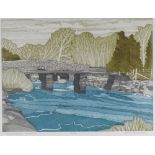 John Brunsdon (1933 - 2014), colour aquatint, two bridges Dartmoor, signed in pencil, no. 4/150,