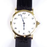ULYSEE NARDIN - an 18ct gold slimline wristwatch, with 17 jewel mechanical movement and Deco
