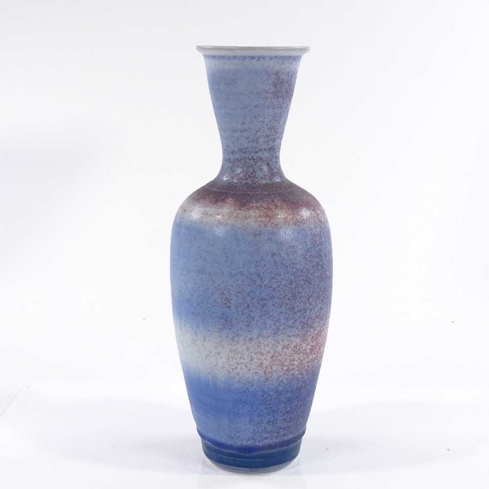 A blue/burgundy crystalline glaze Studio pottery/porcelain vase, manner of Mary Rich, height 29cm - Image 2 of 3