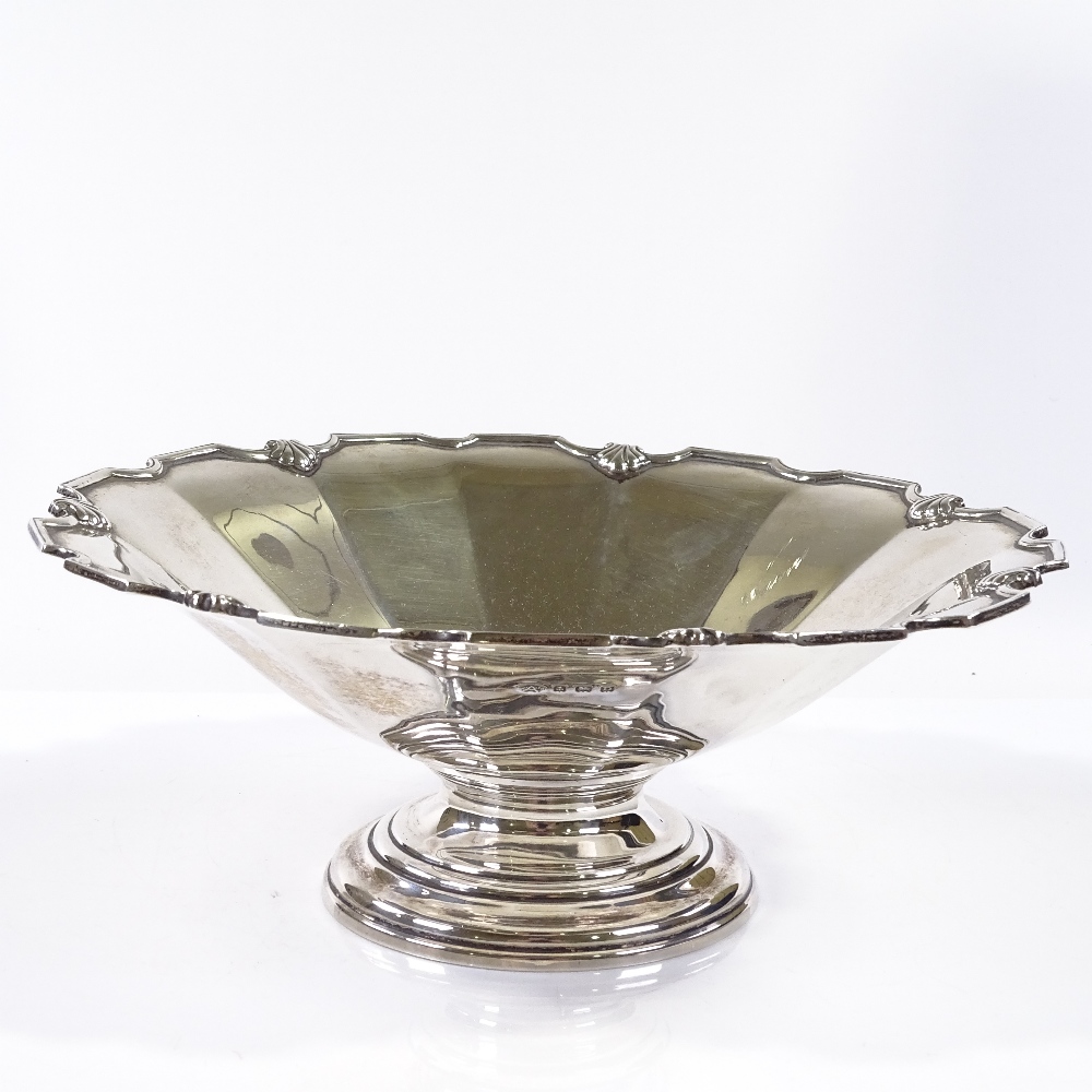 A large circular silver table centre fruit bowl, with scalloped shell edge, by Adie Brothers Ltd, - Image 2 of 3