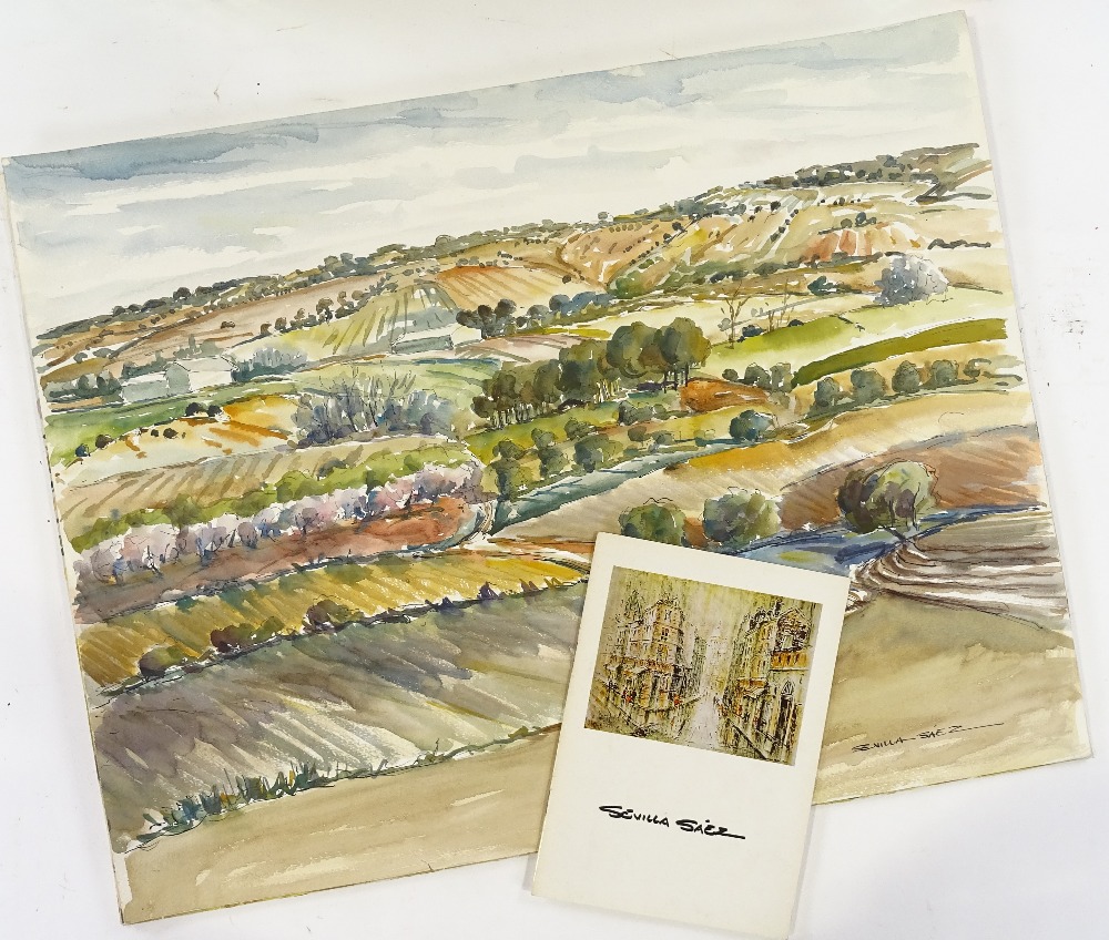 Sevilla Saez (born 1922), folder of watercolours, Continental landscapes, 20" x 25" (7) - Image 2 of 8